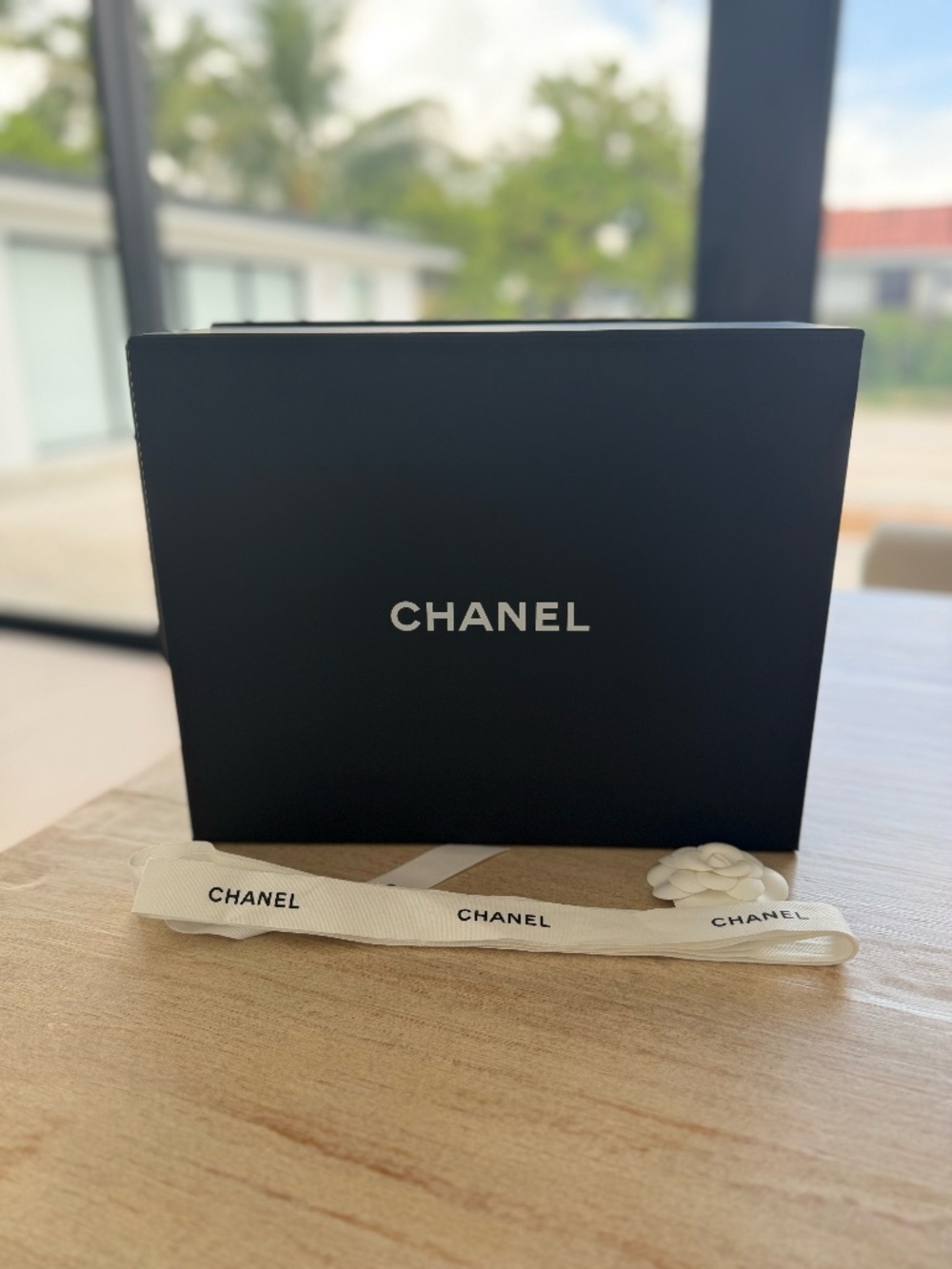 Authentic CHANEL Empty Large Magnetic Gift Box Ribbon Camellia Tissue Packaging